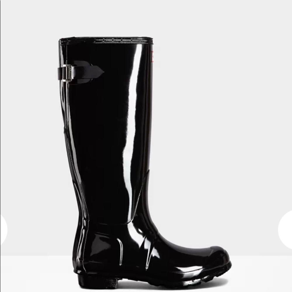 Black glossy hunter boots